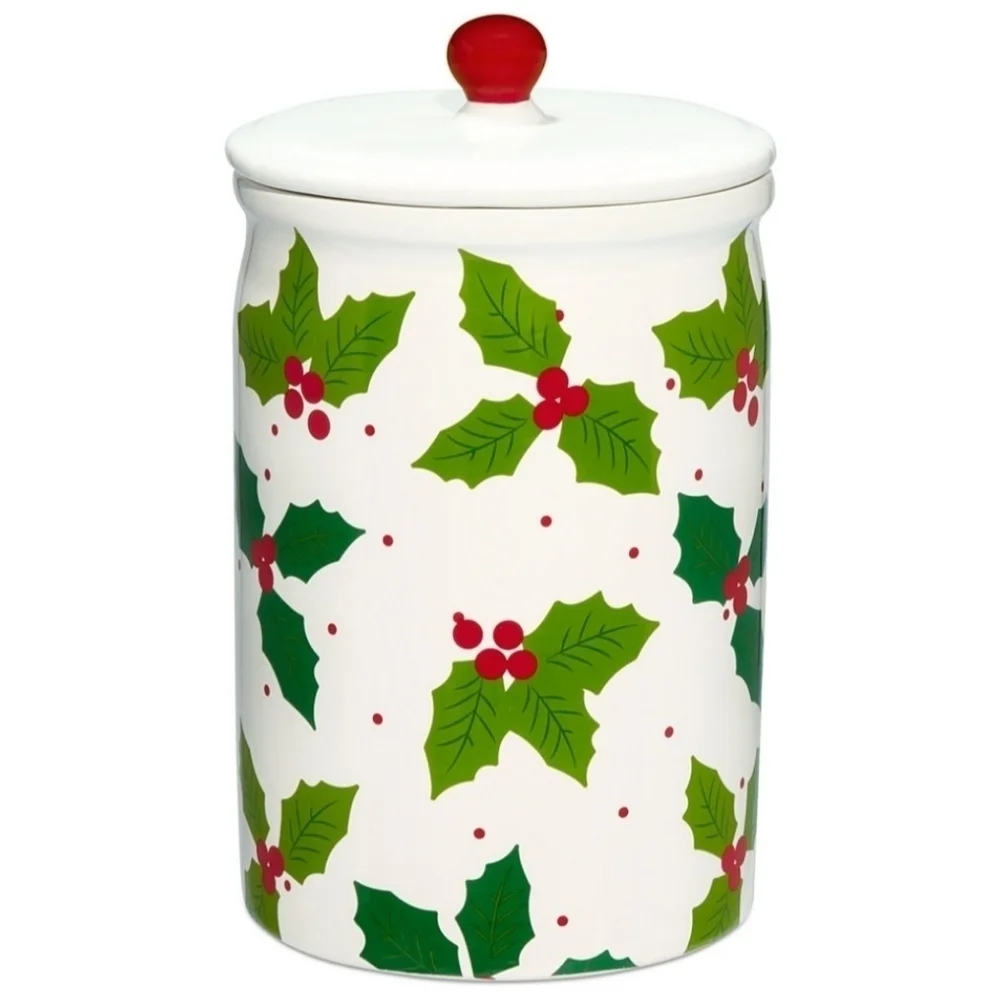 NIB Martha Stewart Holiday Leaf Ceramic Cookie Jar